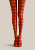Classic Christmas Red Plaid Patterned Pantyhose Tights D68-1