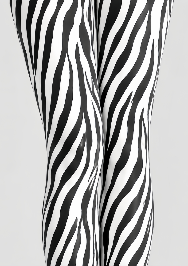 Black White Zebra Print Tights Animal Pattern Pantyhose D68-15