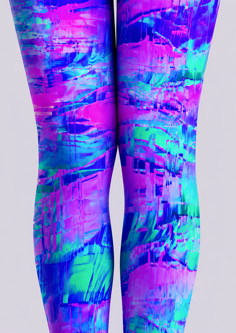 Neon Abstract Graphic Tights Rave Festival Pantyhose D68-19