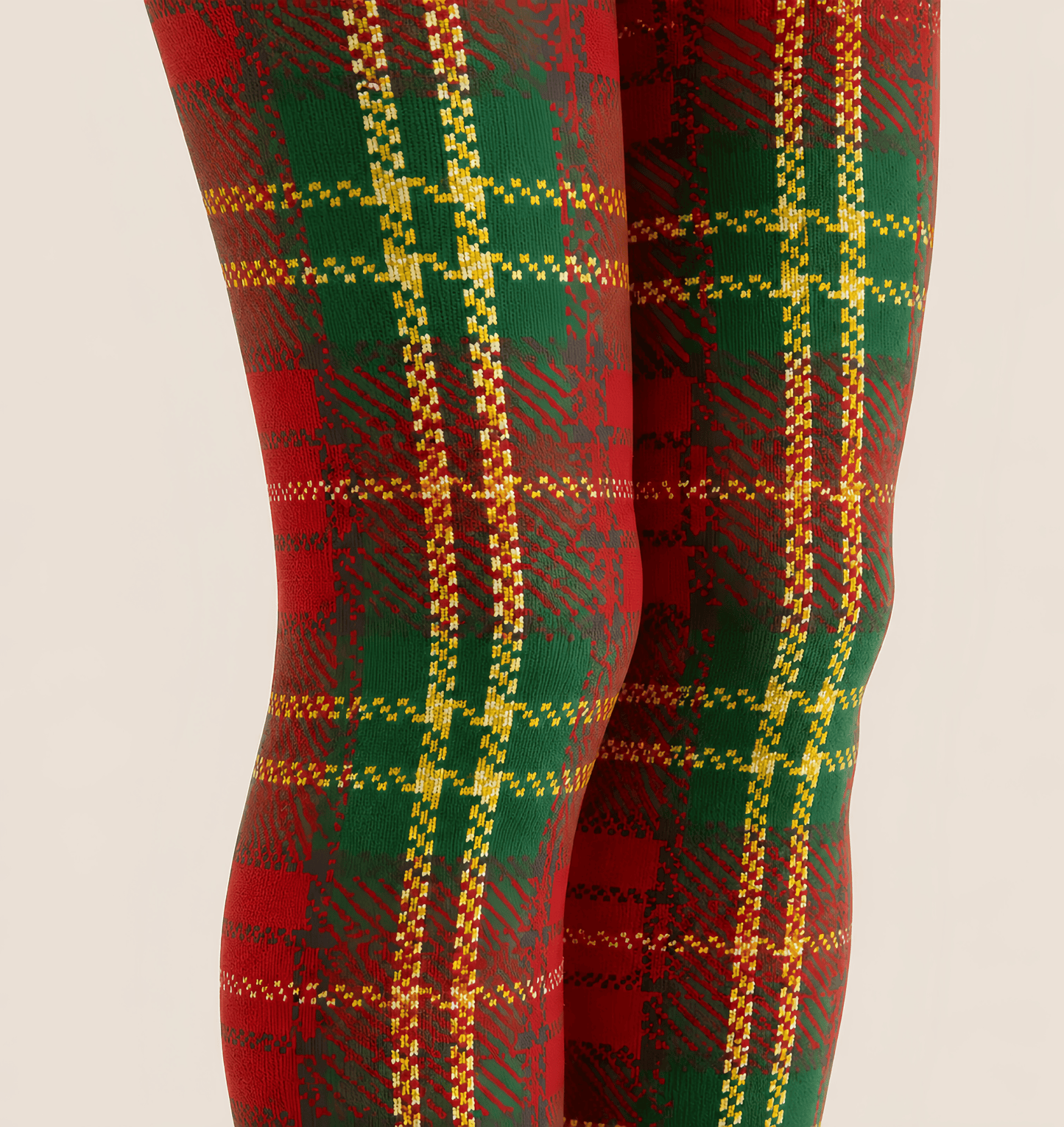 Christmas Red Green Tartan Plaid Tights Hosiery Pantyhose D68-2
