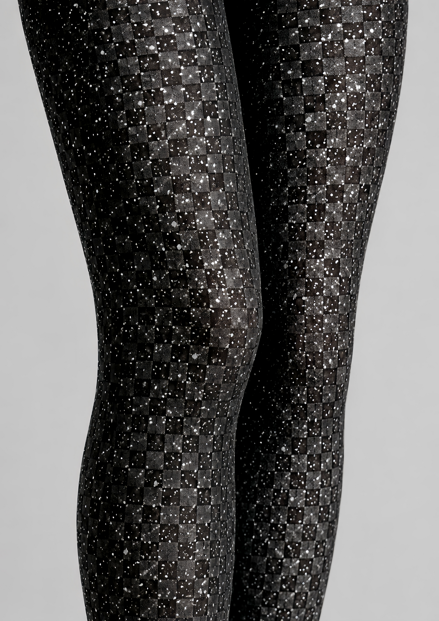 Silver Sparkle Black Tights Night Out Hosiery D68-8