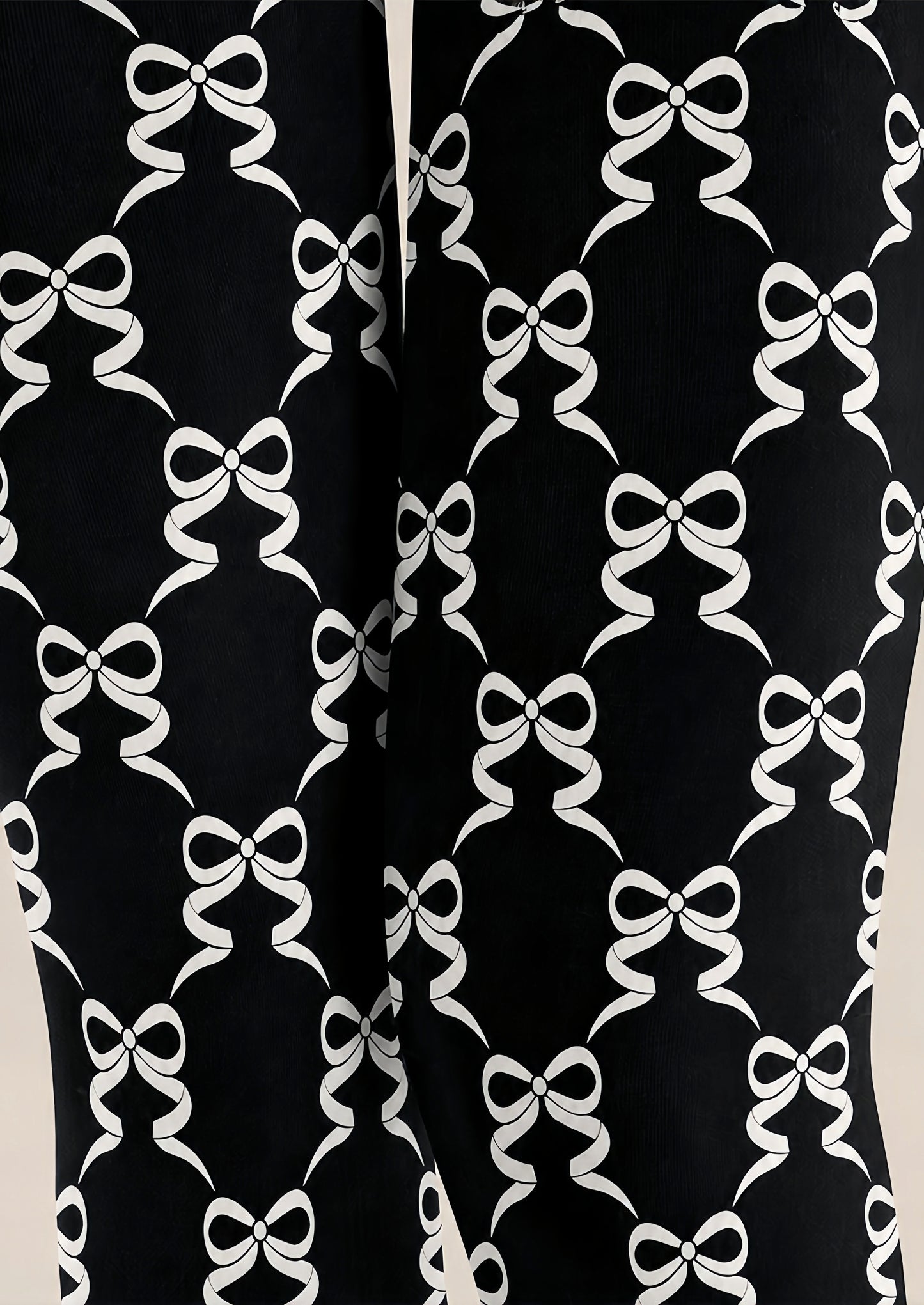Black White Bow Print Tights Hosiery Pantyhose Z68-4