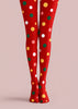 Festive Red Tights Multicolor Polka Dot Print H610-38