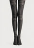 Black Vintage Victorian Panel Patterned Tights H67-25