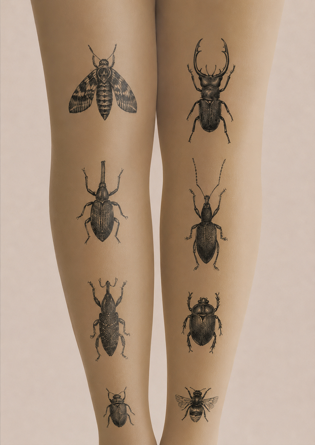Blackwork Bug Faux Tattoo Print Tights Pantyhose H68-16