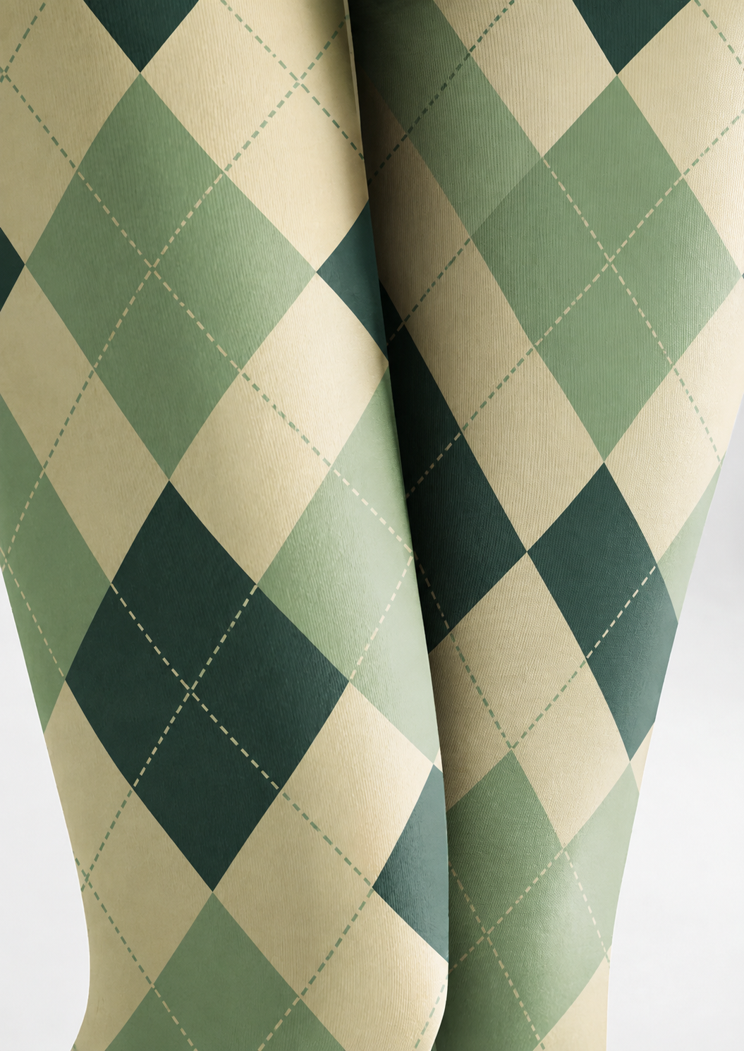 Preppy Green Diamond Pantyhose Plaid Tights H68-19