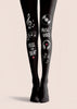 Black Music Tights Musical Notes Graphic Pantyhose H68-28