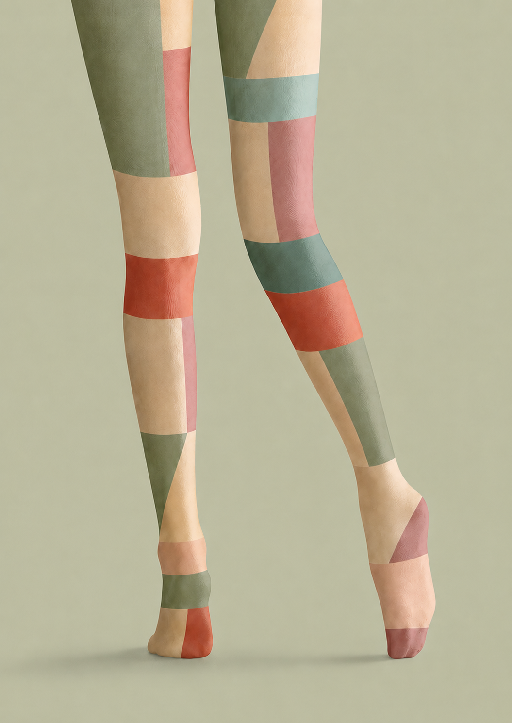 Pastel Color Block Diamond Tights Geometric Pantyhose H68-31