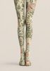 Green Floral Tights Vintage Botanical Pattern Pantyhose H68-48