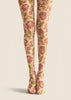 Vintage Beige Floral Tights Printed Pantyhose H68-4