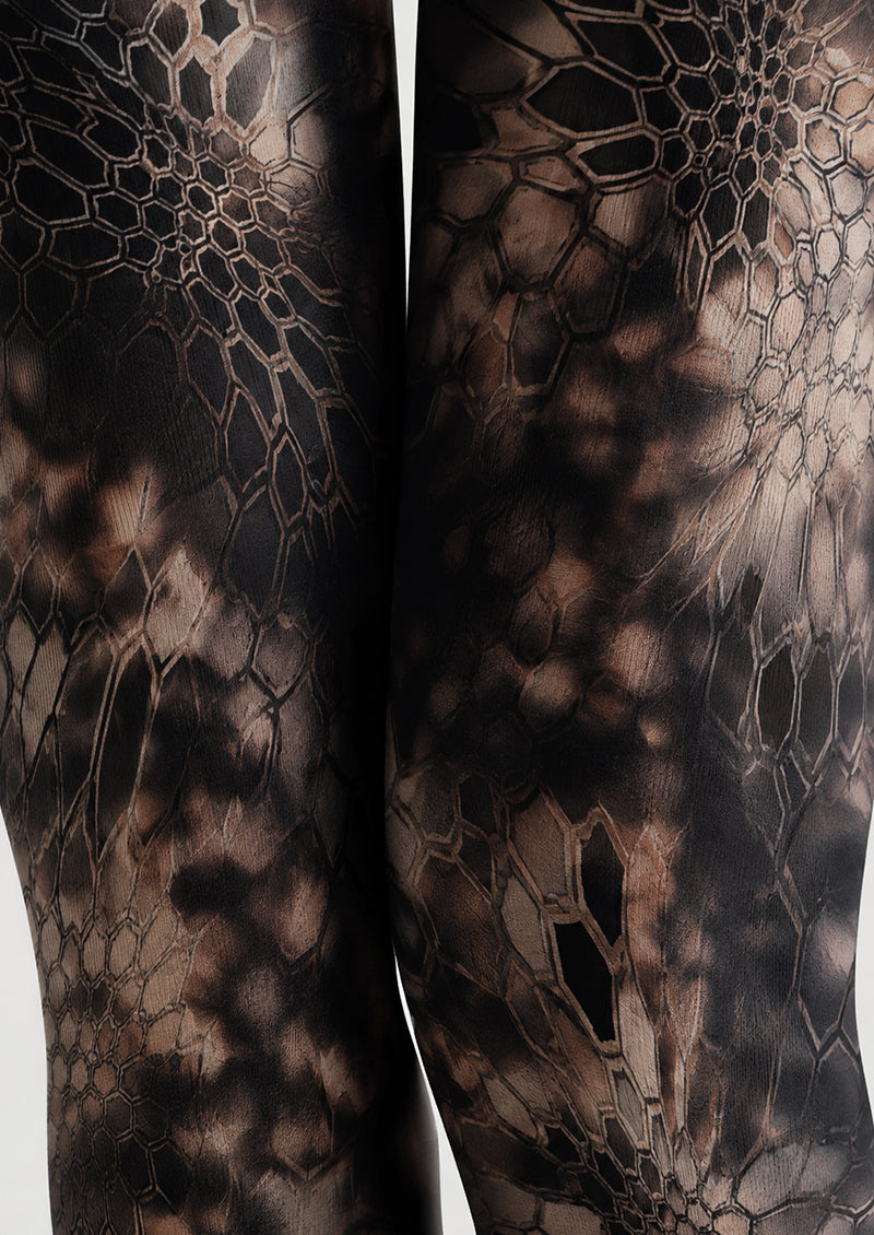 Cyber Tech Pattern Tights Black Futuristic Hosiery H68-62
