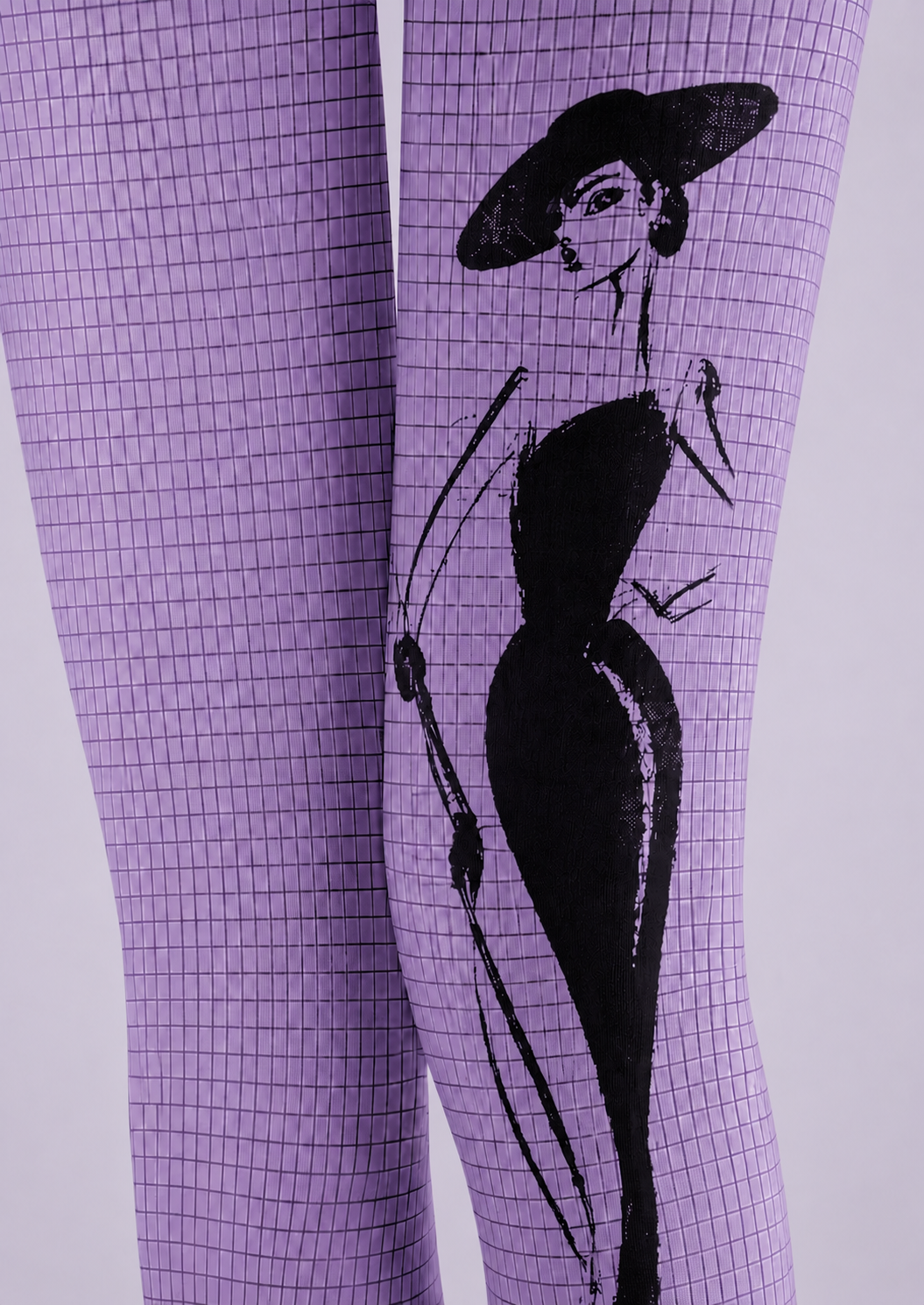 Purple Digital Art Tights Futuristic Cyber Pantyhose H68-64