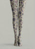 Preppy Floral Pantyhose Vintage Blue Purple Tights H68-72