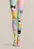 Colorful Cat Tights Floral Pattern Graphic Hosiery H68-76