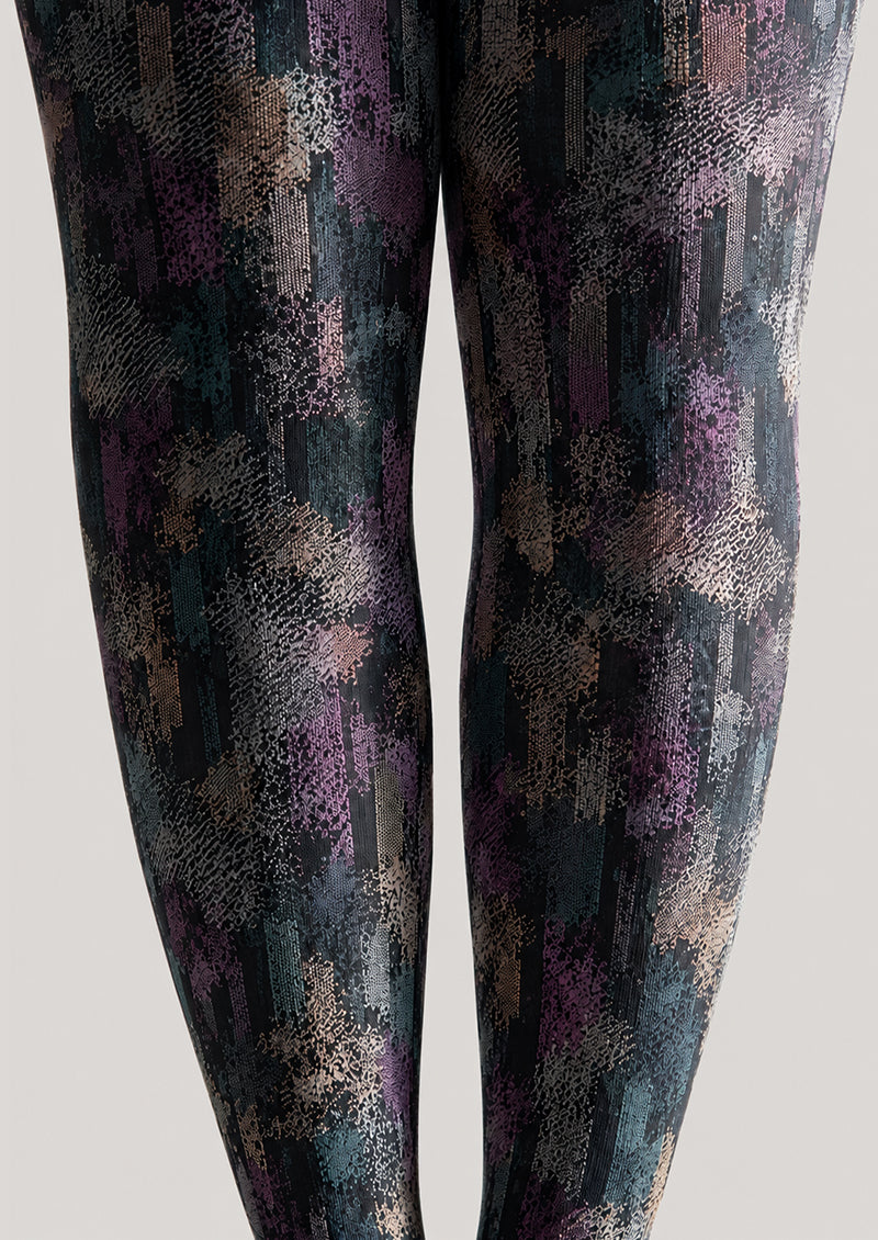 Textured Graphic Tights Abstract Print Hosiery H68-81