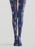 Blue Textile Abstract Tights Pantyhose H68-88