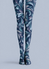 Artistic Blue Feather Pattern Tights Hosiery H69-32