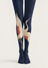 Navy Blue Crane Print Tights Hosiery Pantyhose H69-42