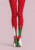 Red Argyle Christmas Tree Print Festive Tights L610-20