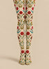 Cream Red Floral Print Tights Hosiery Pantyhose L610-25