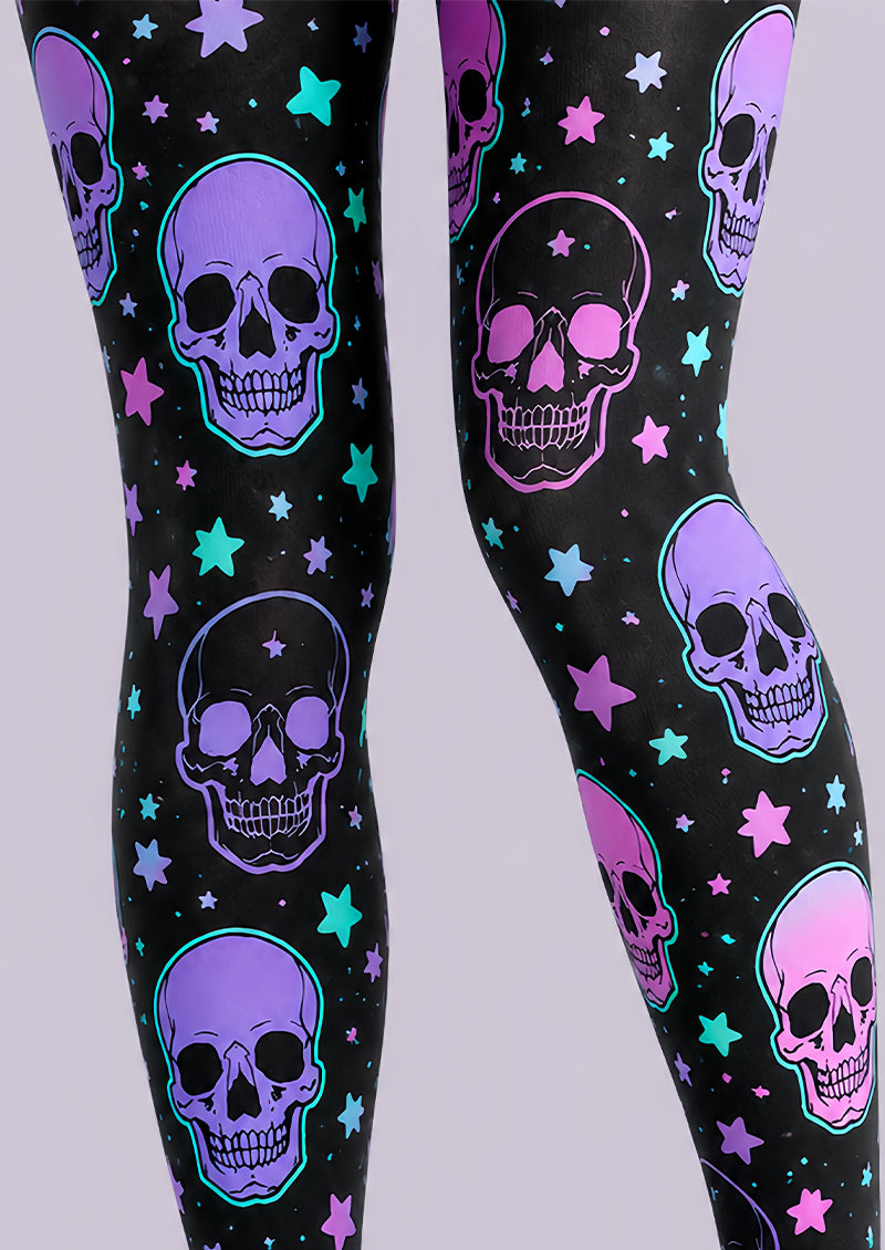 Colorful Y2K Skull Star Printed Pantyhose Festival Tights L67-29