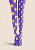 Purple Yellow Polka Dot Patterned Tights Pantyhose L68-1