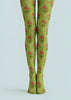 Small Floral Green Patterned Tights Pantyhose L68-103