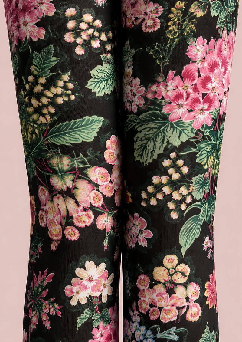 Midnight Bloom Floral Print Tights Pantyhose L68-108