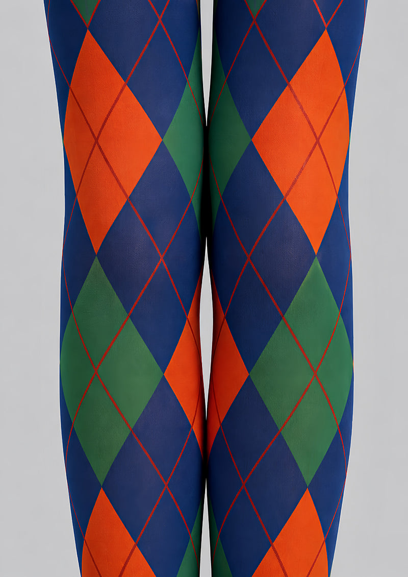 Navy Argyle Tights Hosiery Pantyhose L68-116