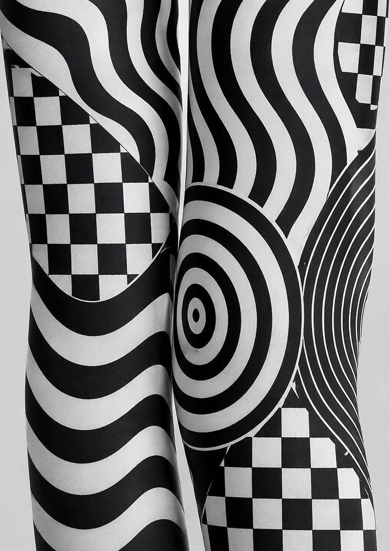 Optical Illusion Wave Checker Tights Pantyhose L68-122