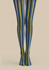 Electric Blue Striped Tights Hosiery Pantyhose L68-143