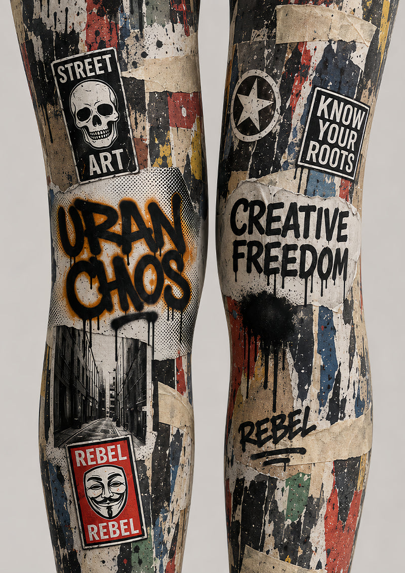 Urban Graffiti Y2K Tights Street Art Pantyhose L68-25
