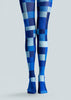 Blue Geometric Pantyhose Checkerboard Fashion Tights L68-35