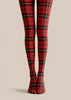 Red Black Tartan Tights Classic Plaid Pantyhose L68-43