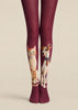 Burgundy Cute Cat Dog Graphic Pantyhose Tights L68-5