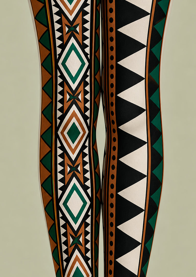 Abstract Pattern Tights Tribal Print Pantyhose L68-58