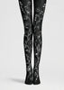 Minimal Floral Tights Black White Hosiery L68-67