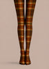 Autumn Brown Plaid Tights Vintage Hosiery L68-75
