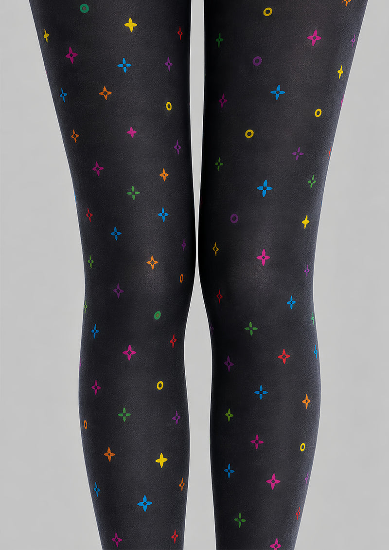 Colorful Geometric Tights Charcoal Everyday Pantyhose L68-77