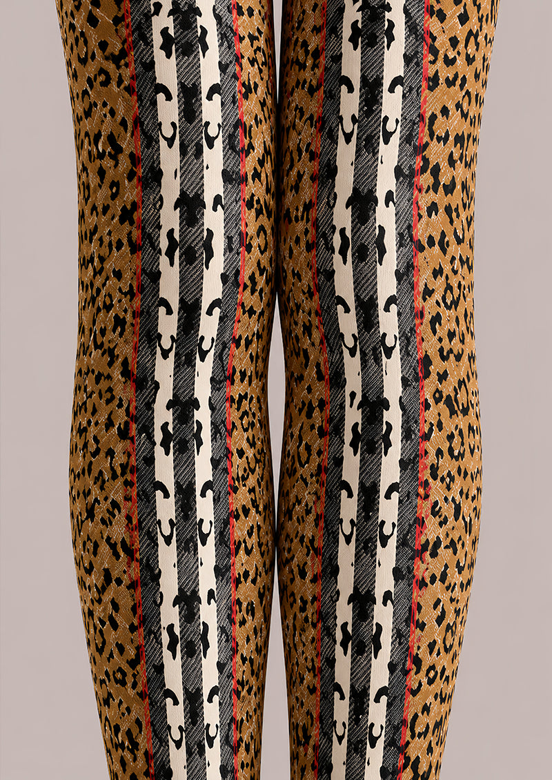 Mixed Leopard Stripe Tights Hosiery Pantyhose L68-97