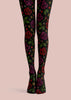 Midnight Rose Floral Tights Hosiery Pantyhose L69-11