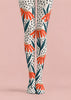 Modern Orange Floral Tights Hosiery Pantyhose L69-44