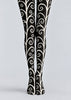 Black White Abstract Swirl Pattern Tights Pantyhose L69-64