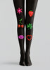 Black Y2K Sticker Print Tights Hosiery Pantyhose L69-65