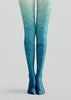 Teal Wave Patterned Tights Hosiery Pantyhose Z68-3