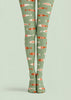 Sage Green Fish Print Tights Pantyhose Z69-77