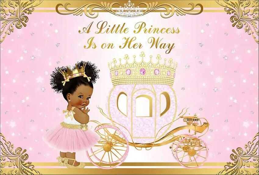 Pumpkin Carriage Crown Baby Shower Backdrop