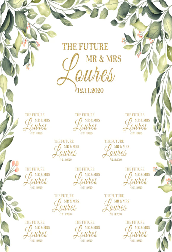Greenery Wedding Engagement Personalized Backdrop