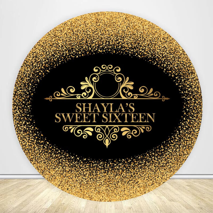 Sweet Sixteen Birthday Party Round Backdrop