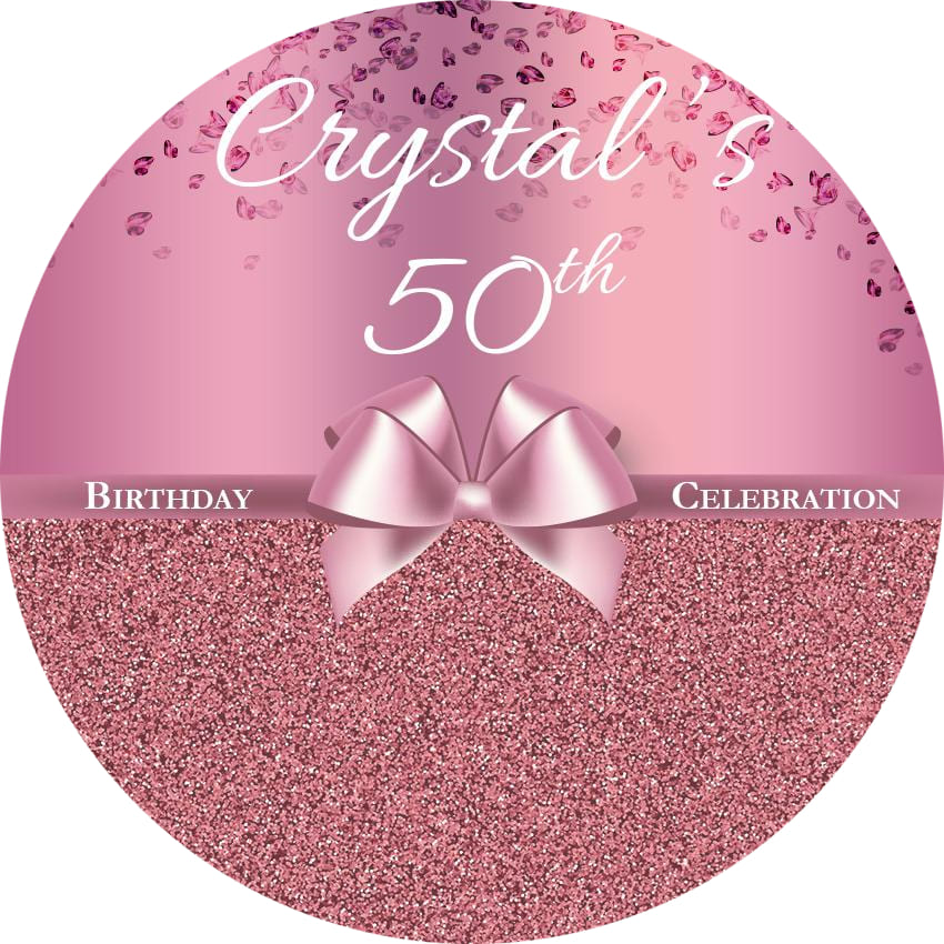 Pink Diamond Pearl Birthday Round Backdrop